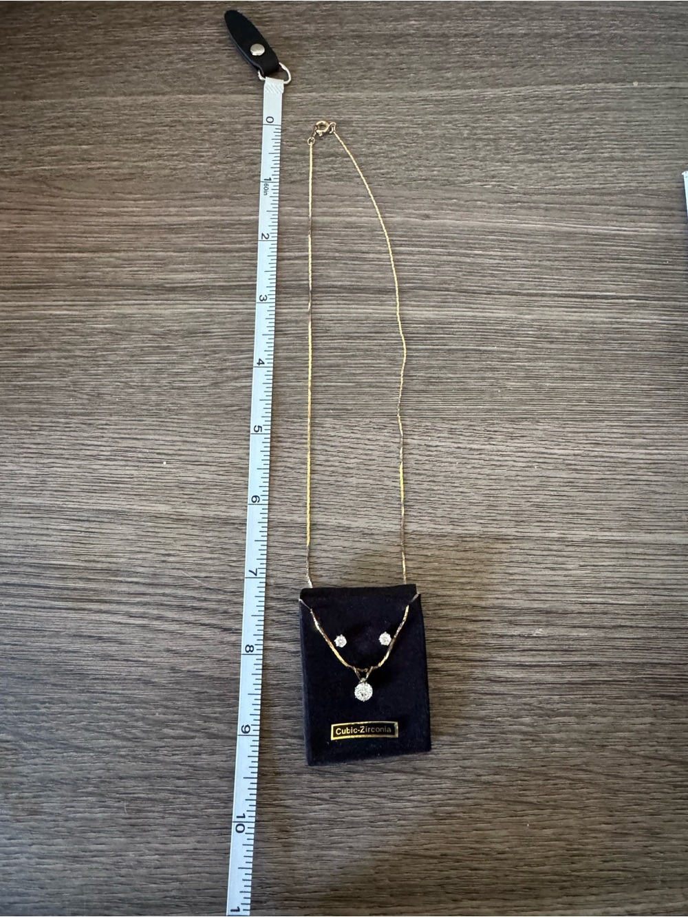 Cubic Zirconia Gold-Tone Necklace & Stud Earrings Set - Picture 3 of 5
